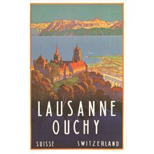 Lausanne Ouchy Switzerland 1929 Tourism Office Poster Postcard