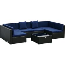 Outsunny 7-Piece Patio Furniture Sets Outdoor Wicker Conversation Sets All Weath