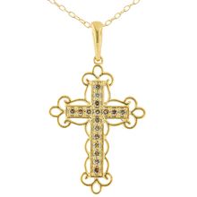10K Yellow Flashed .925 Sterling Silver 1/4 Cttw Champagne Diamond Filigree C...