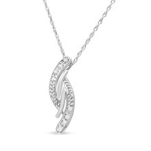 925 Sterling Silver Diamond Accent Bypass Curve 18" Pendant Necklace (I-J Co...