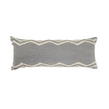 14" X 36" Grey And Off-White 100% Cotton Chevron Zippered Pillow