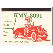kmv-3091 saun iles brechenridge texas 1960s cb qsl vintage postcard1