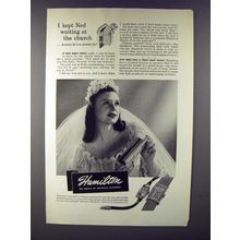1946 Hamilton Watch Ad - Kept Ned Waiting at the Church