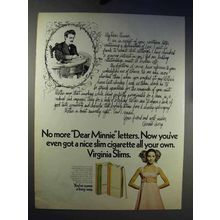 1969 Virginia Slims Cigarettes Ad - Dear Minnie Letters