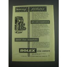 1957 Bolex Cine Camera Ad - Moving pictures are not expensive easier than