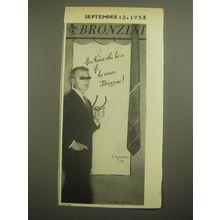 1958 Bronzini Crompton Tie Ad - You know who he is if he wears Bronzini