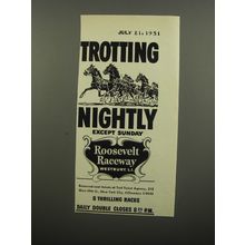 1951 Roosevelt Raceway Ad - Trotting Nightly except Sunday