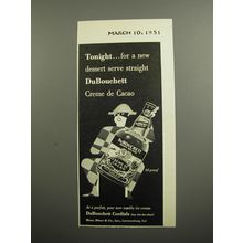 1951 DuBouchett Crme de Cacao Ad - Tonight.. for a new dessert serve straight