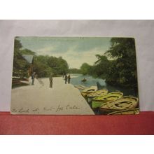 BOAT PIER, PUBLIC PARK, MIDDLESBROUGH, YORKSHIRE .used antique postcard =
