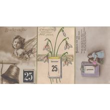 Christmas New Year Bell Ringing Calendar Page 3x Old Postcard s