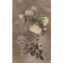 Plane Aircraft Glider Crash Disaster Into Plants Antique Xmas Postcard