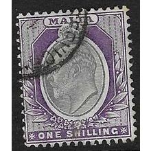 MALTA 1904 EDVII 1/- MULTI CROWN CA USED SG61