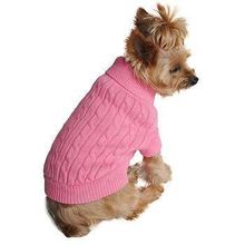 Combed Cotton Cable Knit Dog Sweater - Candy Pink 2X-LARGE