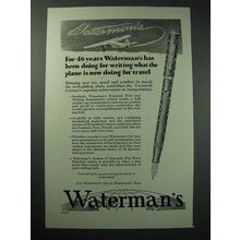 1929 Waterman Fountain Pen Ad - What Plane is Doing