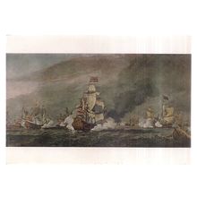 THE BATTLE OF TEXEL by W. van de Velde unused postcard National Gallery =