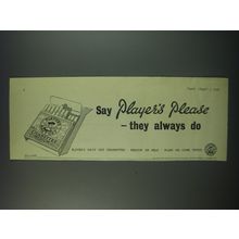 1949 Player's Navy Cut Cigarettes Ad - Say Player's Please - they always do