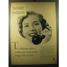 1950 Bell Telephone Ad - Bigger Bargain The Telephone takes a smaller part