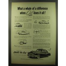 1949 Buick Car Ad - What a whale of a difference when oil does it all