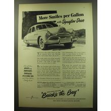 1949 Buick Car Ad - More smiles per gallon with Dynaflow drive