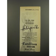 1953 Hotel Pierre Ad - The Hotel Pierre proudly presents Hildegarde