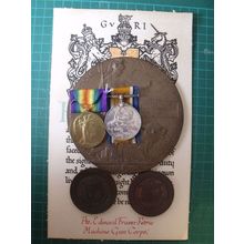 Scottish Rifles WW1 Pair Plaque Scroll & Aberdeen College Attendence Medals