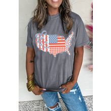 Gray American Flag Bow Map Graphic Tee