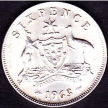 1963 Australia 1 Sixpence coin