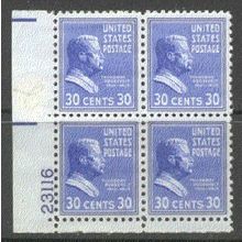830 30c Theodore Roosevelt Very Fine MNH Plt/4 LL 23116 Y0058