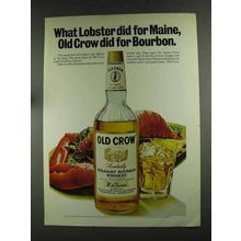 1972 Old Crow Bourbon Ad - Lobster Did for Maine