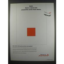 1991 Austrian Airlines Ad - Quick. Name a square just around the corner