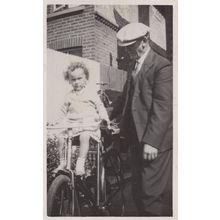 Grandad OAP Training Girl On His Antique Bicycle Riding RPC Postcard