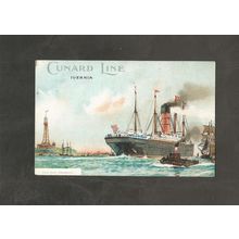 Postcard Ship Cunard Ivernia off New Brighton