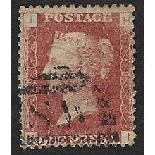 GB 1858 QUEEN VICTORIA 1d RED PLATE 191 USED SG43 / 44 " HI "