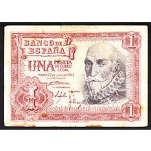 1953 Spain Banknote 1 Peseta