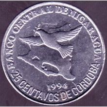 1994 Nicaragua 25 Centavos Coin