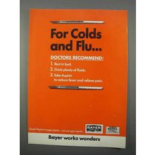 1966 Bayer Aspirin Ad - For Colds and Flu