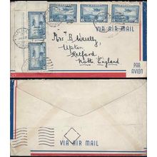 Canada War Issue 1942 AIR MAIL Combo #C6 to England with Plate Inscription