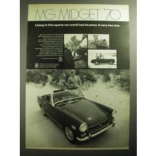 1970 MG Midget Ad - Living in this sports car world has its price.