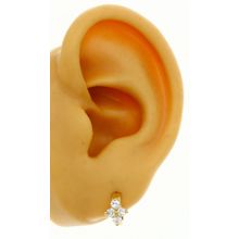 New Real Solid 14K Yellow Gold 4 Round CZ Small Huggie Hoop Earrings