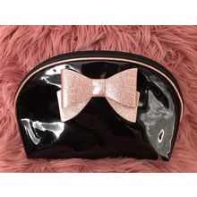 Small pouch / clutch bag with glittery pink bow