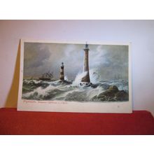EDDYSTONE LIGHTHOUSE, PLYMOUTH, DEVON unused antique postcard Peacock series =