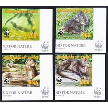 Ivory Coast WWF Speckle-throated Otter 4v IMPERF Reprint Corners 2005 MNH