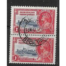 BECHUANALAND 1935 GV SILVER JUBILEE 1d VERTICAL PAIR USED SG111 X 2