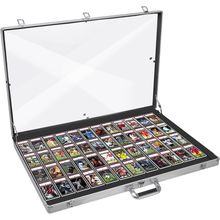 Aluminum Glass Display Case for Cards, XL Large Table Top Display Case with Lock