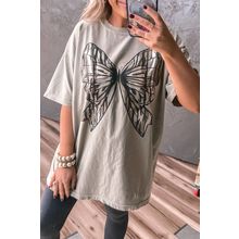 Casual Oversize Big Bow Printed Drop Shoulder Tunic Casual Tee