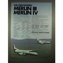 1973 AiResearch Aviation Merlin III, Merlin IV Plane Ad