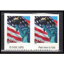 3978 39c U.S. Flag Fine MNH BPS Hor Pair W1696