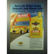 1986 Pennzoil HD SAE 10W-30 Motor Oil Ad - Indy Winner