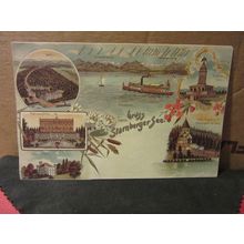 multiview, STARNBERGER SEE, GERMANY unused antique postcard
