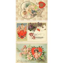 To My Sweetheart Cupids Bow Love Heart 3x Postcard s